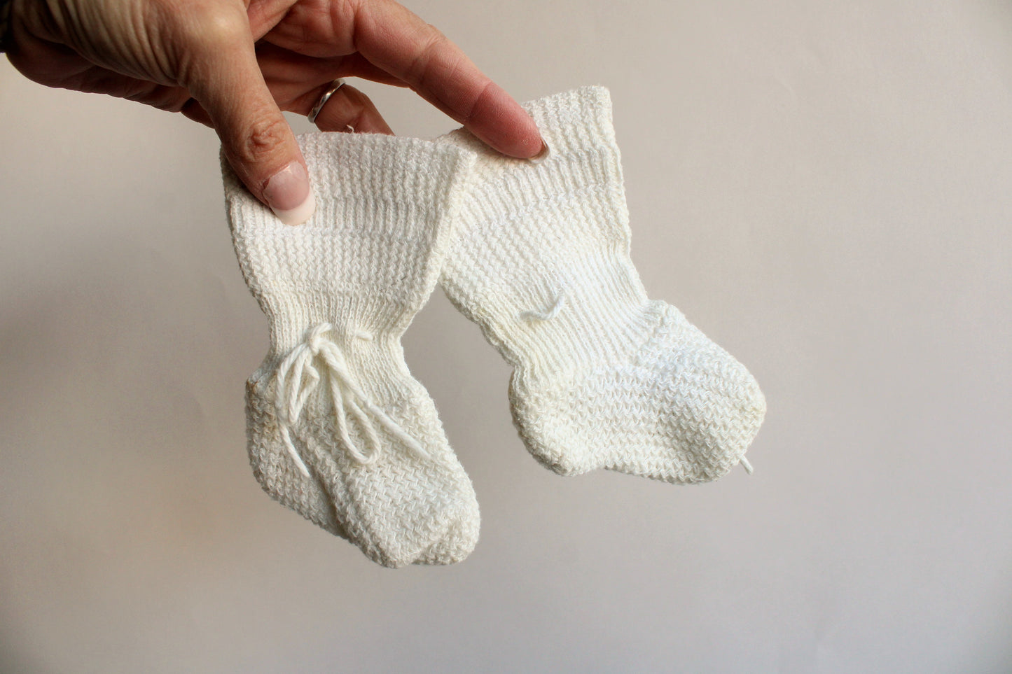 Vintage 1950s White Baby Booties