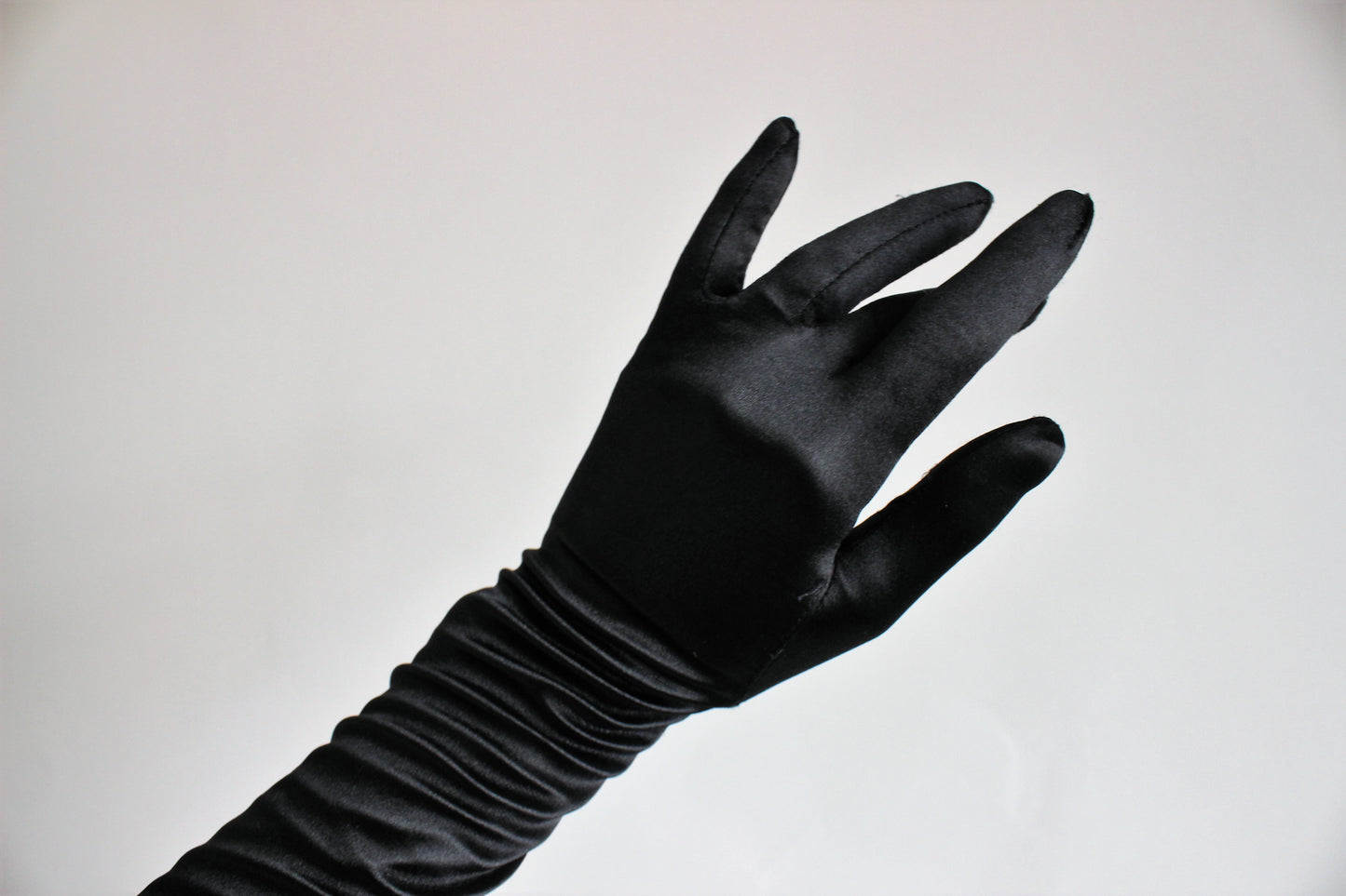 Vintage 1990s Black Satin Gloves