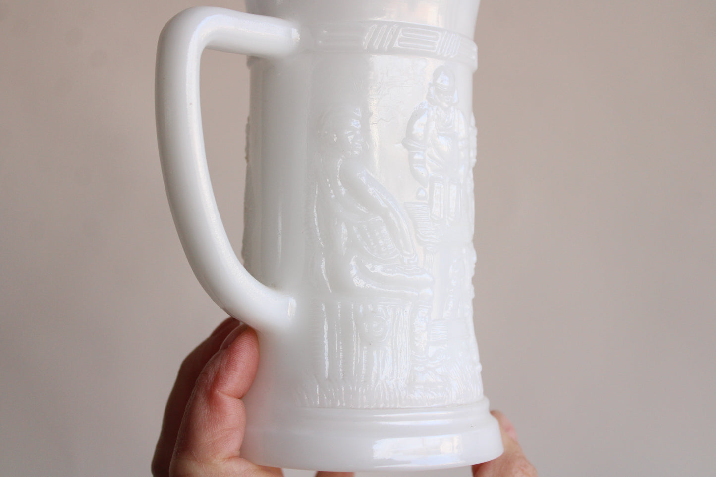 Vintage Mid Century Milk Glass Mug or Beer Stein