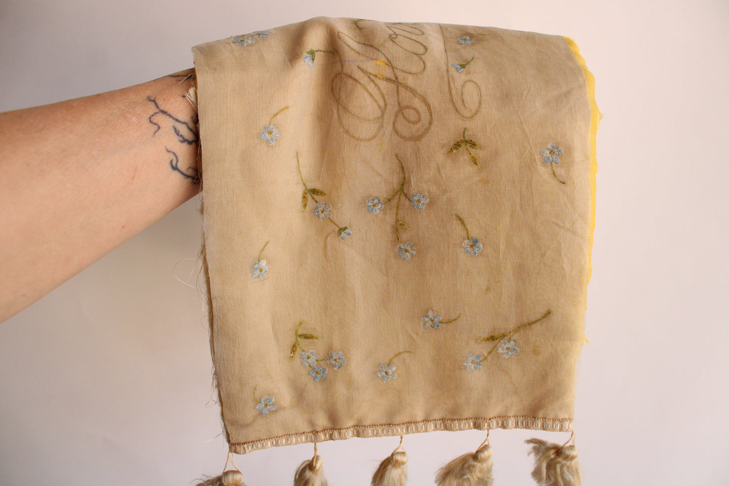 Vintage Antique Gold Silk Gloves Bag