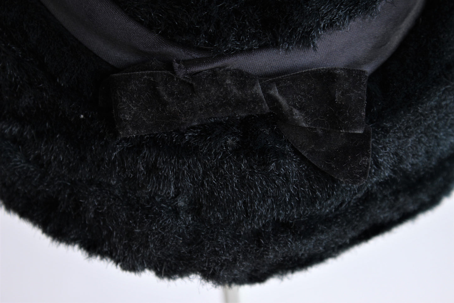 Vintage 1950s Black Faux Fur Hat