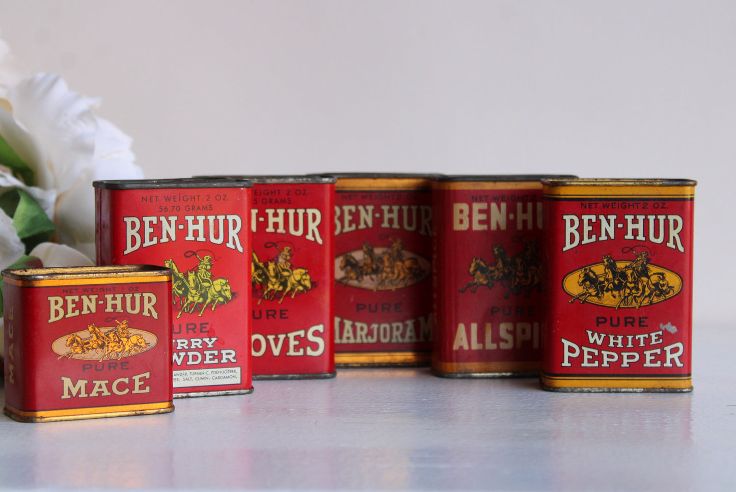 Vintage 1940s 1950s Ben Hur Spice Tins