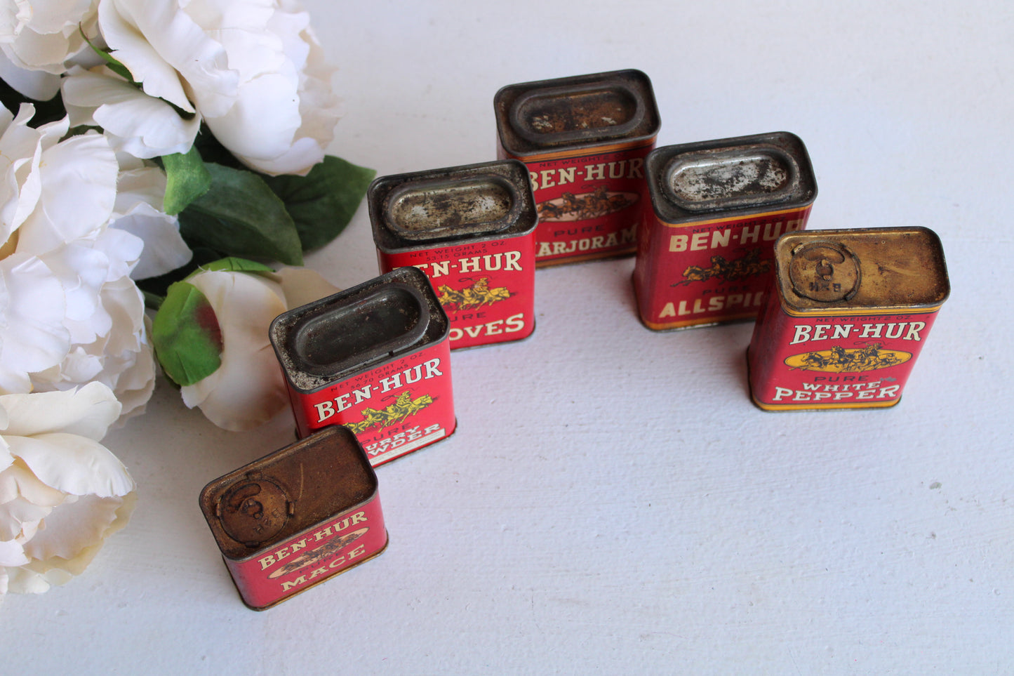 Vintage 1940s 1950s Ben Hur Spice Tins