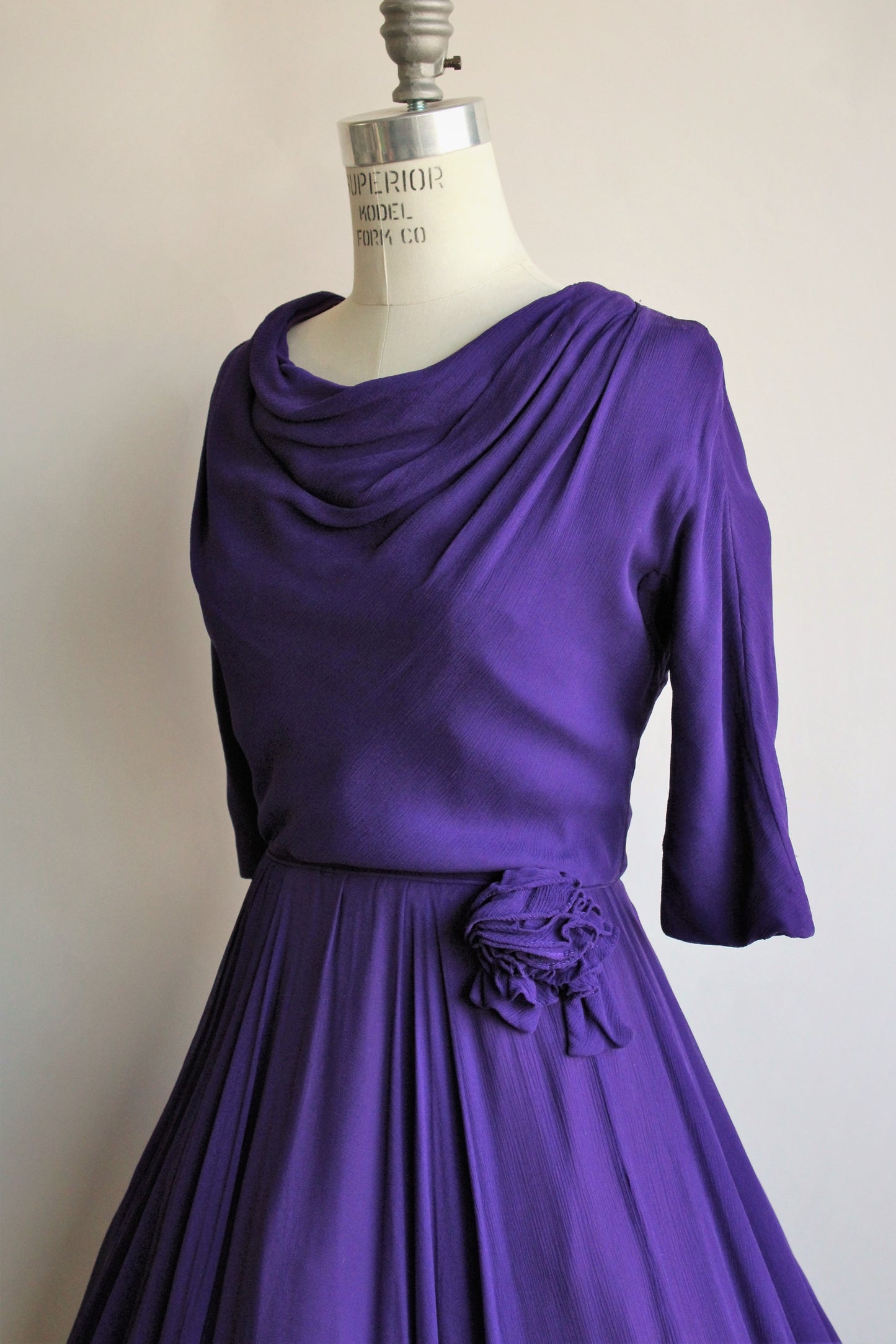 Vintage 1960s Purple Chiffon Fit And Flare Party Dress by Miss Elliette