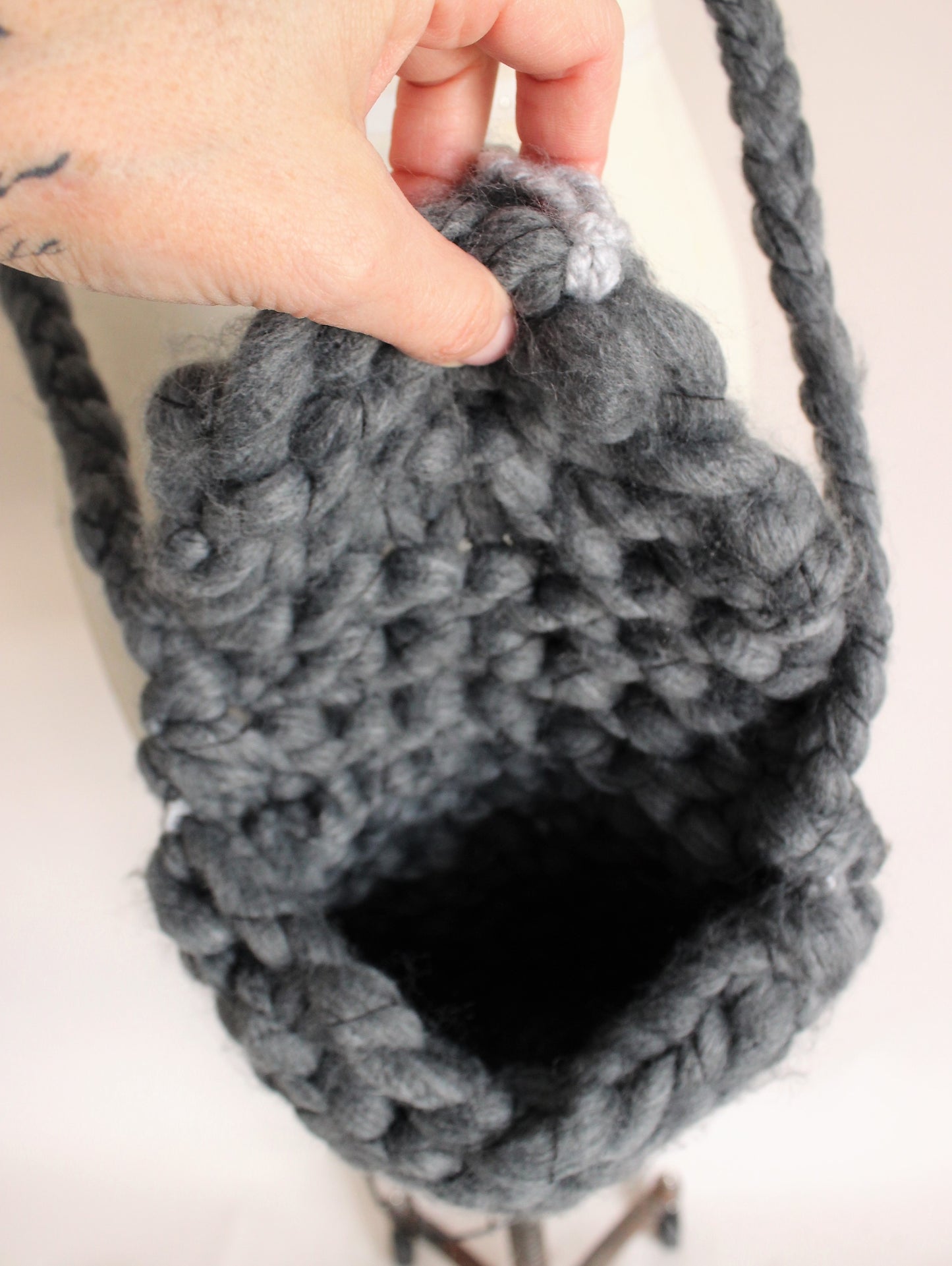 The Storm Handknit Gray Crossbody Bag