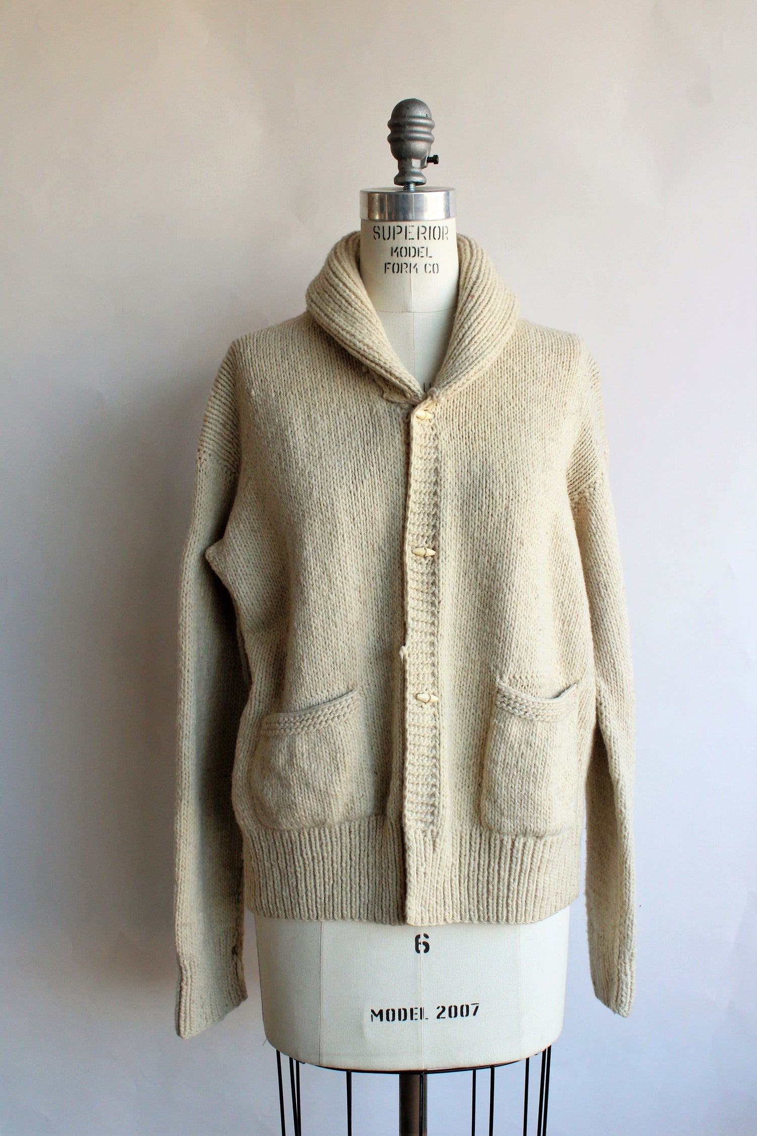 Vintage 1950s Ivory Wool Cardigan With Pockets