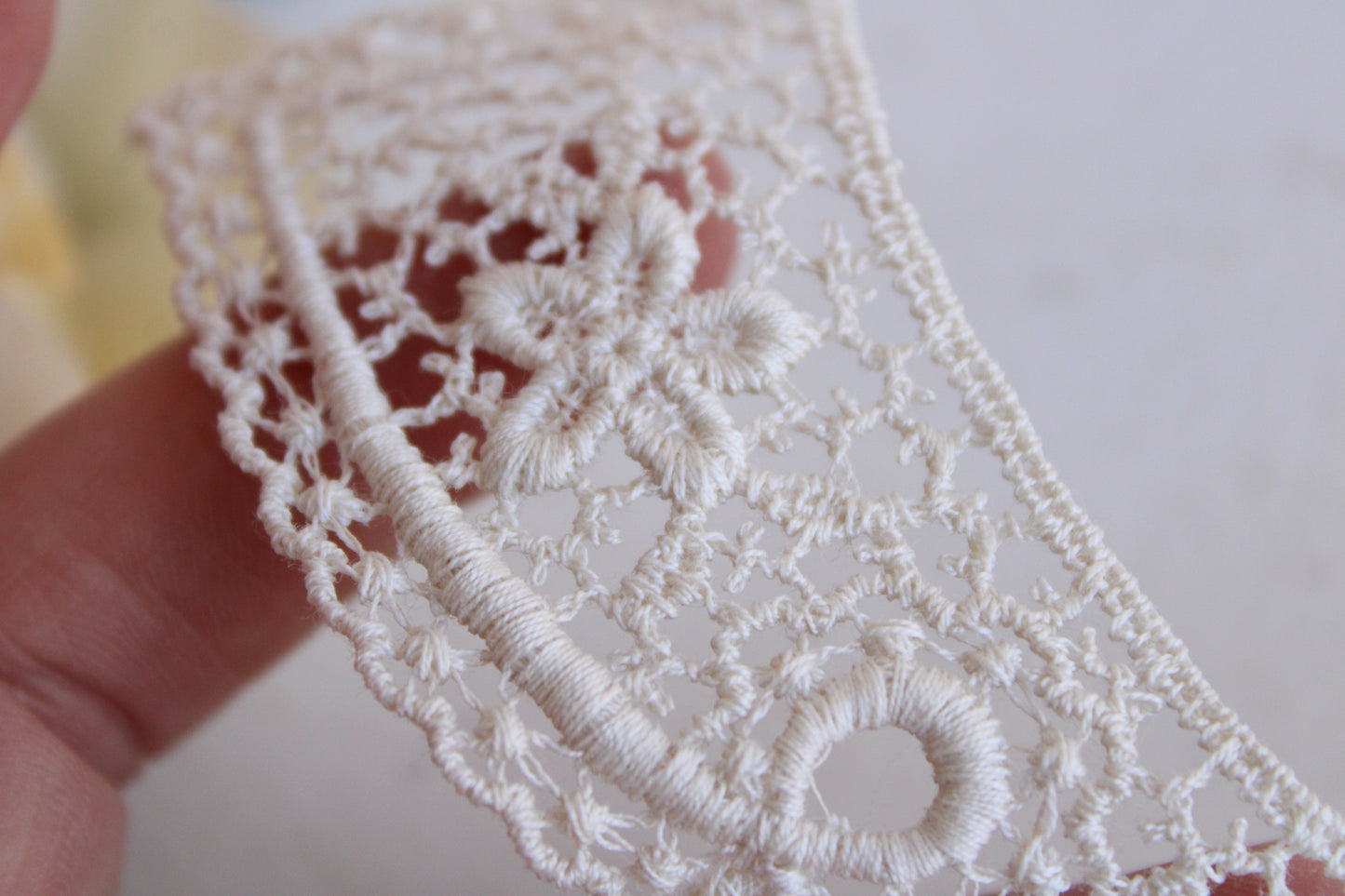 Vintage Ivory Crochet Appliques With Crocheted Flowers