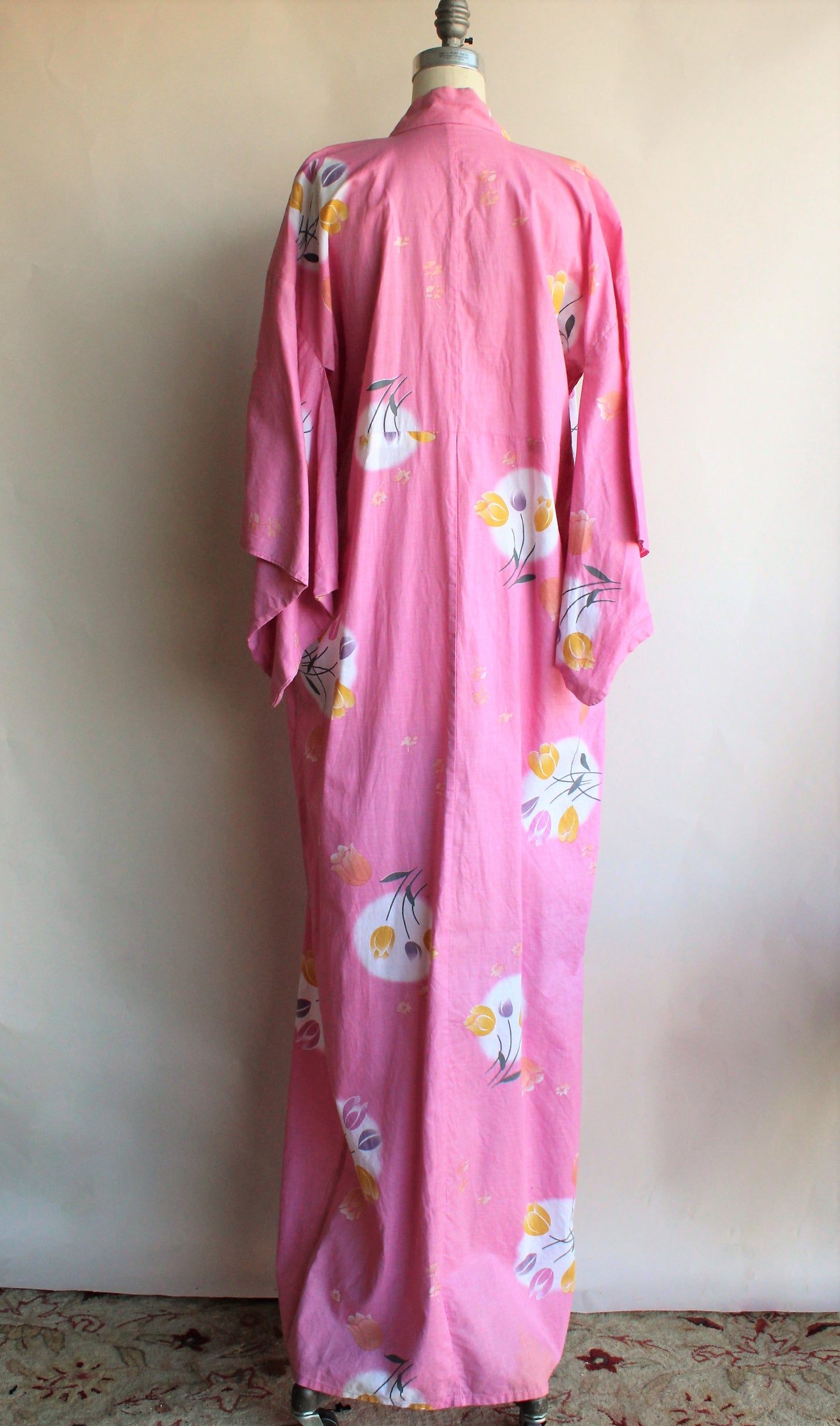 Vintage 1980s 1990s Pink Cotton Kimono