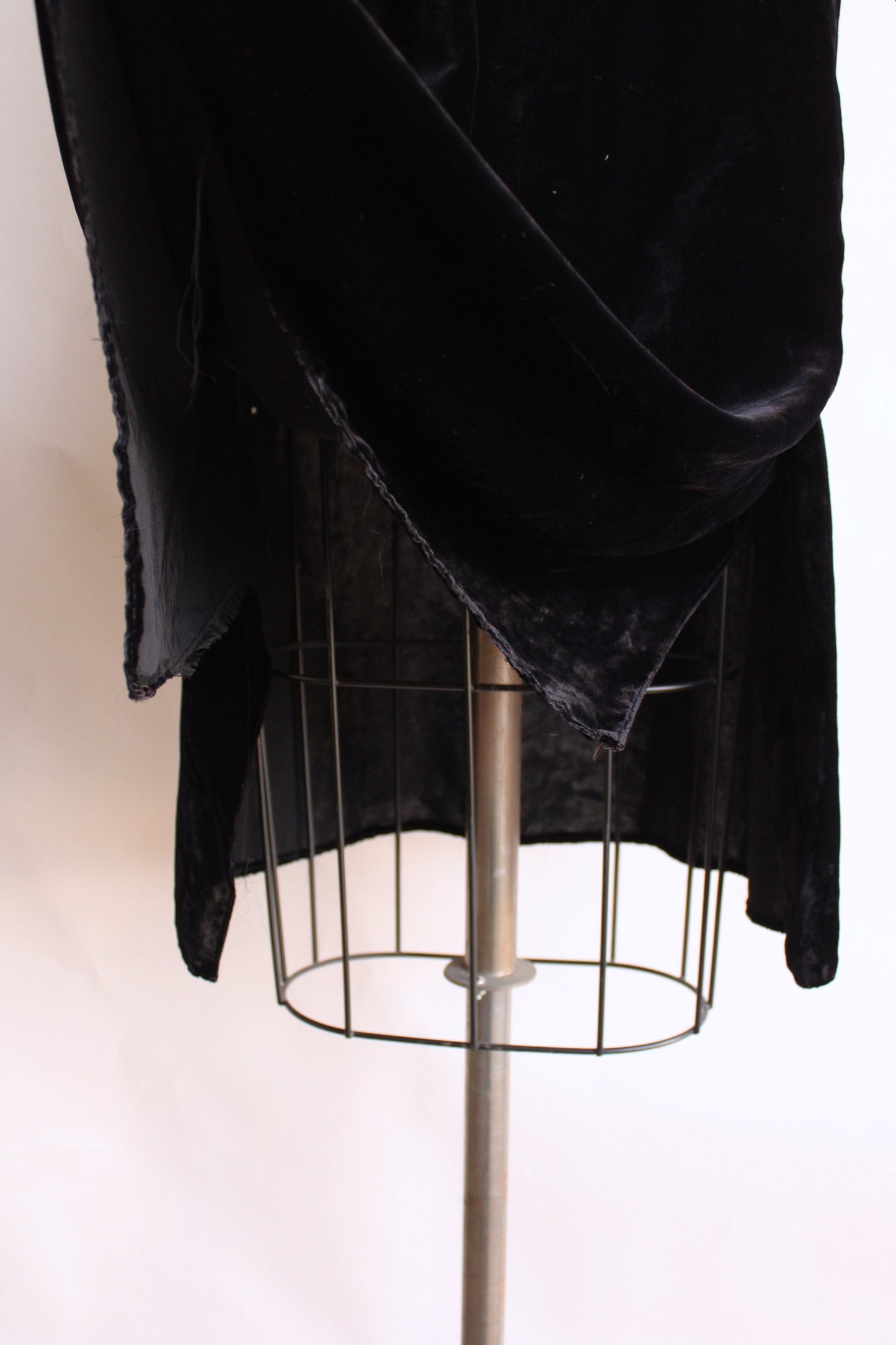 Vintage 1930s Black Silk Velvet Skirt With Side Slits