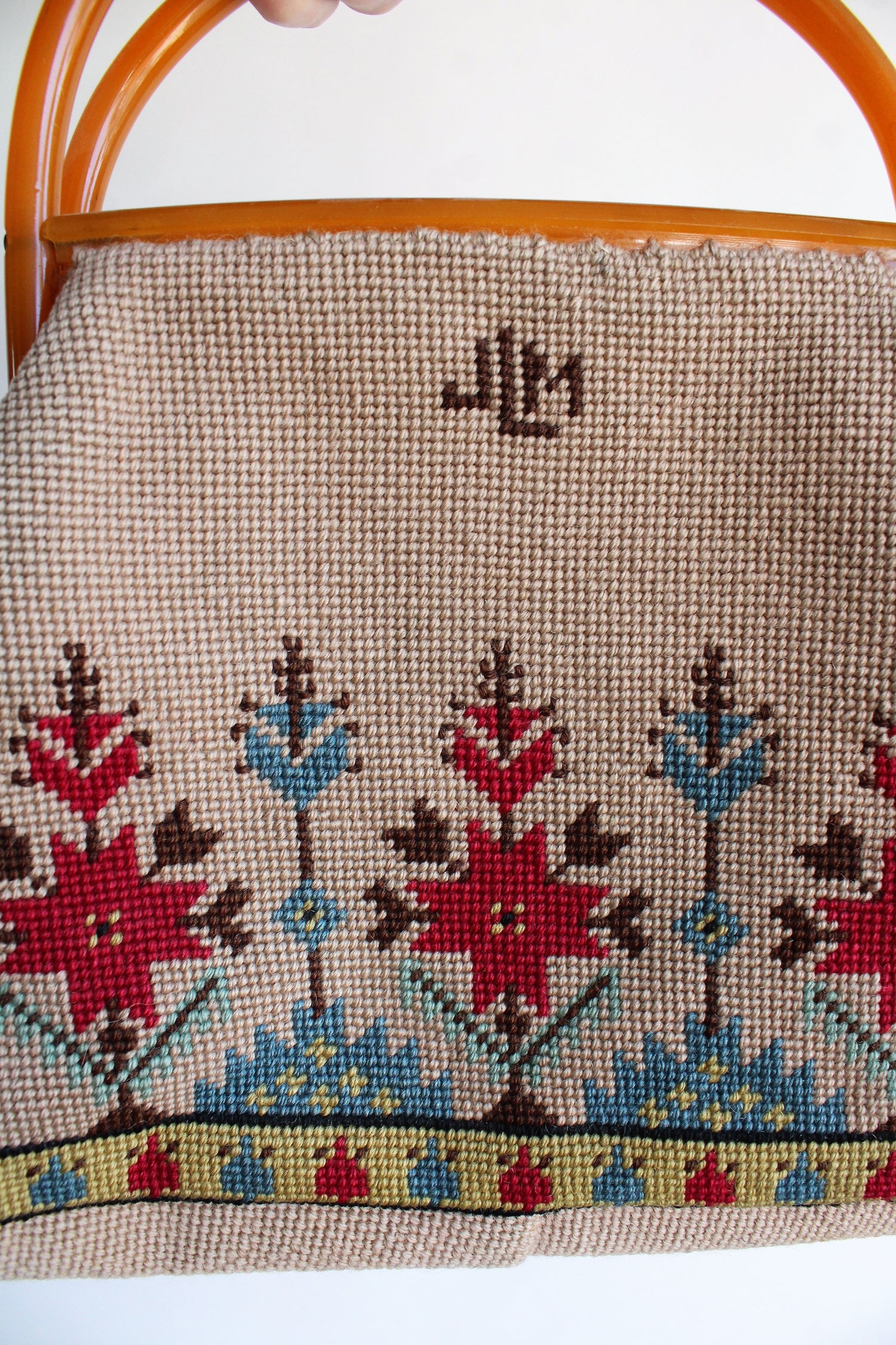 Vintage 1960s Embroidered Carpetbag