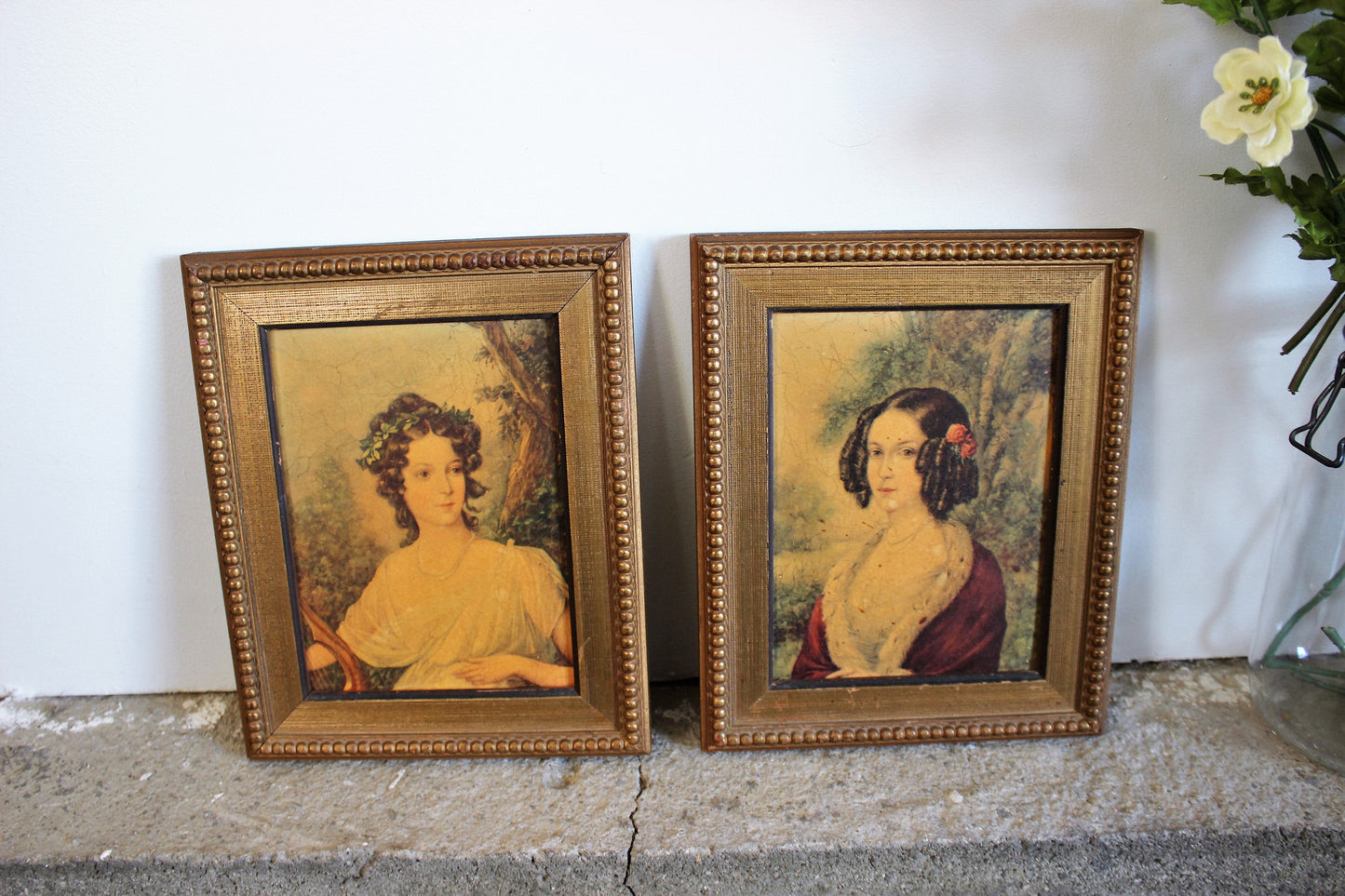 Vintage Mid Century Art Prints / Framed Romantic Regency Women Victorian Wall Art