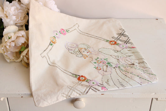 Vintage Embroidered Throw Pillow Cover