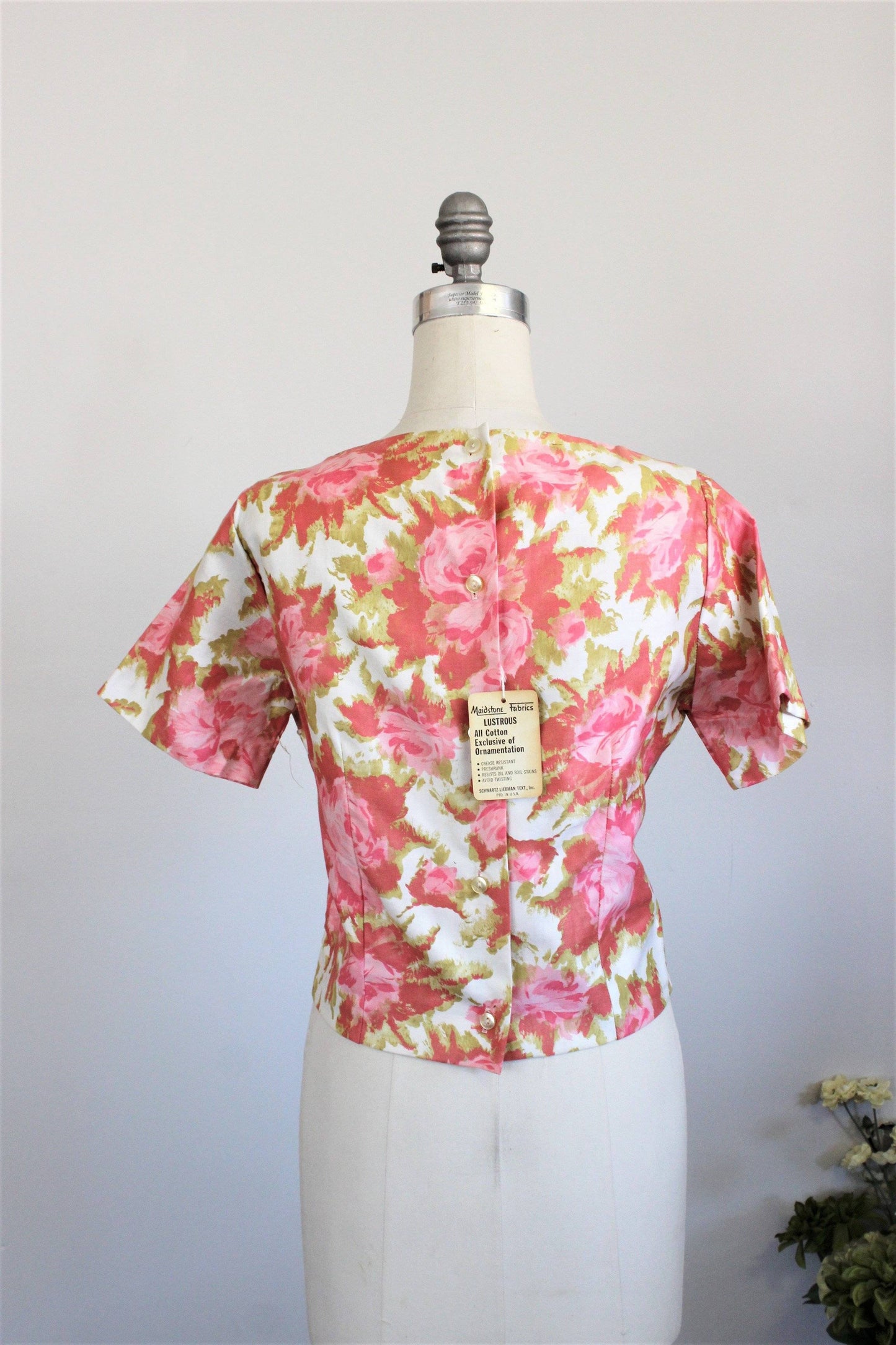Vintage 1960s Miss Marcy of California Top, New With Tags-Toadstool Farm Vintage-Cropped Top,Floral Print Top,Maidstone Fabrics,Miss Marcy of California,New With tags,NWT Vintage,Vintage,Vintage Clothing,Vintage Top