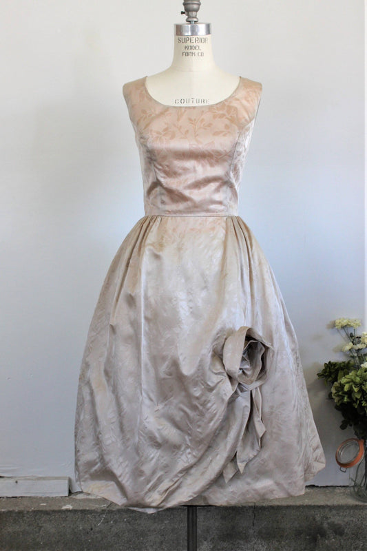 Vintage 1960s Jeannette Alexander Party Dress in Taupe-Toadstool Farm Vintage-1960s Dress,60s Bridesmaid Dress,Fit and Flare Dress,Jeannette Alexander,Metal Zipper,Vintage,Vintage Clothing,Vintage Dress,Vintage Dresses,VintageWedding