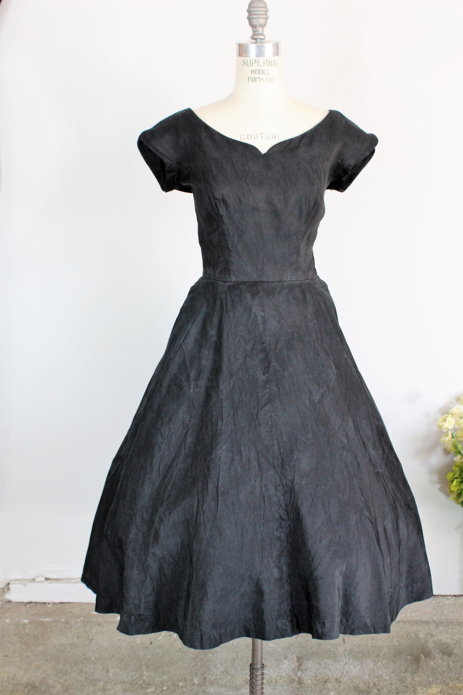 Vintage 1950s Black Fit And Flare Dress With Pockets by Maurice Rentner
