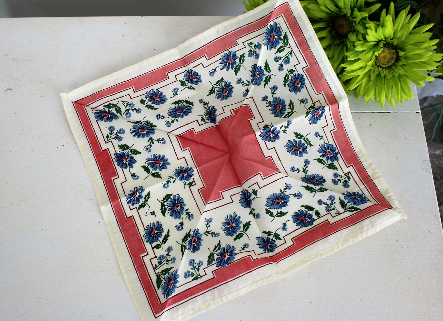Vintage Cotton Handkerchief Floral Print