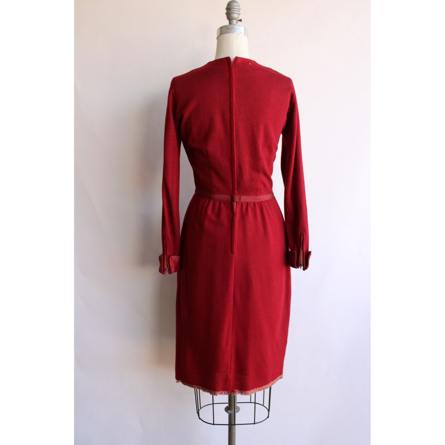 Vintage 1950s Harry S Epstein Red Wool Wiggle Dress