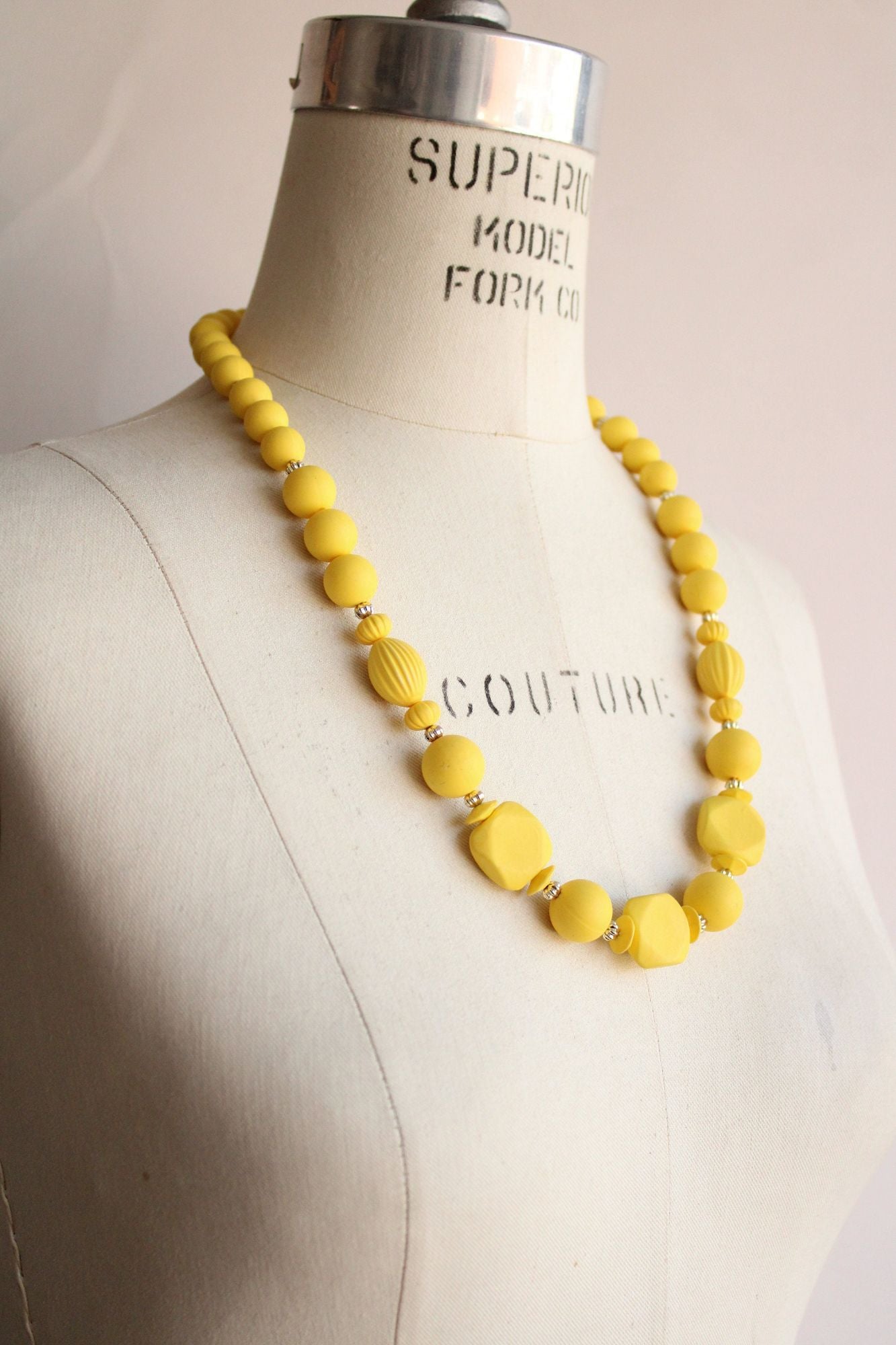 Vintage 1960s Necklace of Yellow Beads