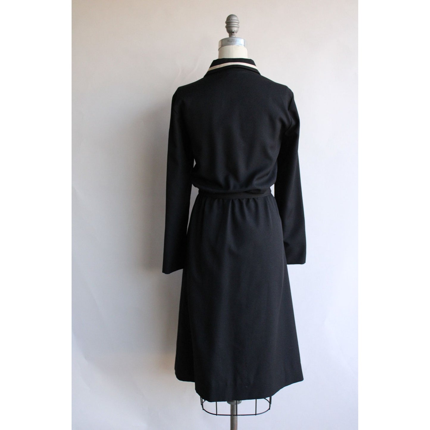 Vintage 1970s  Jerrie Lurie Black Shirtwaist Dress with Belt
