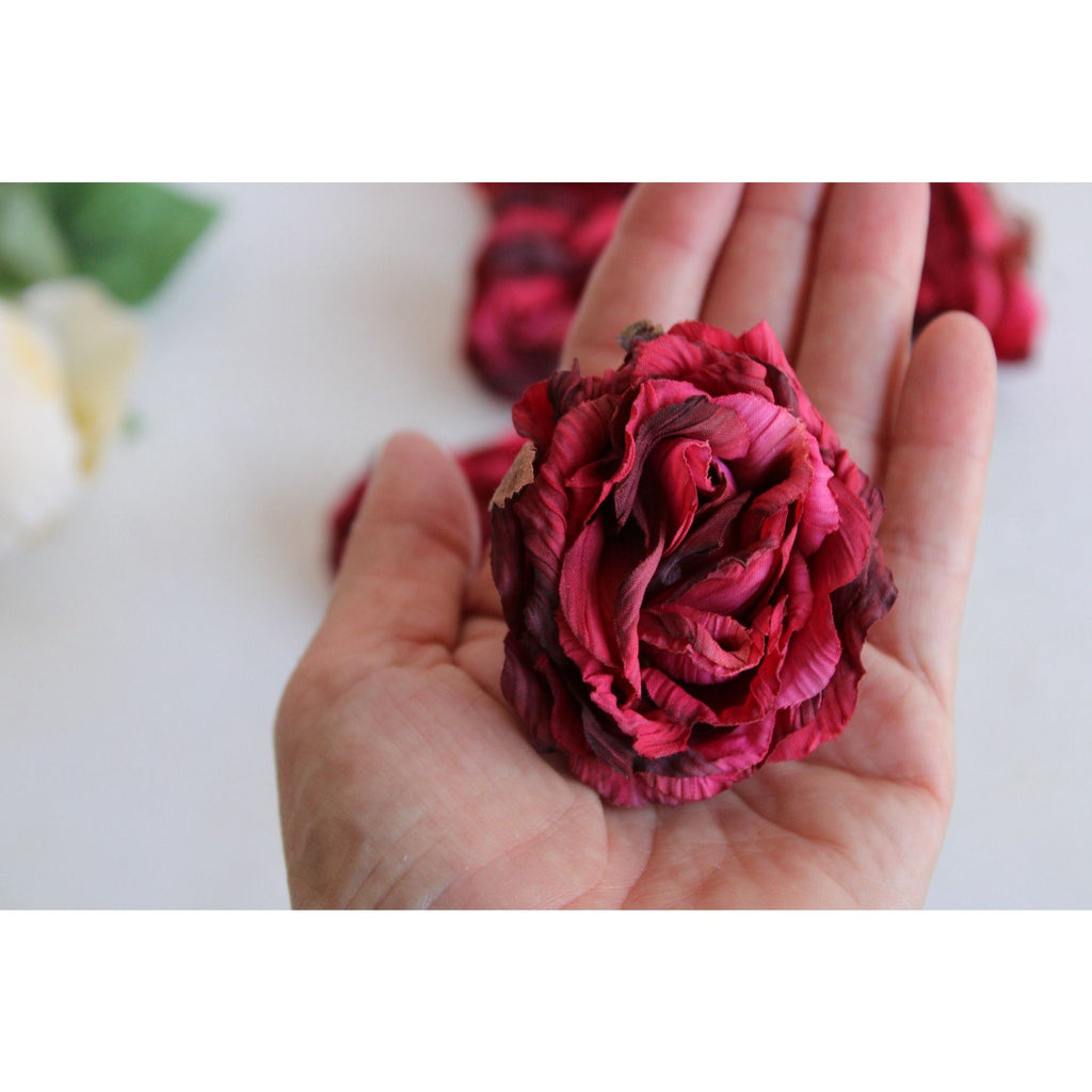 Vintage Silk Rose Flowers, Half Dozen