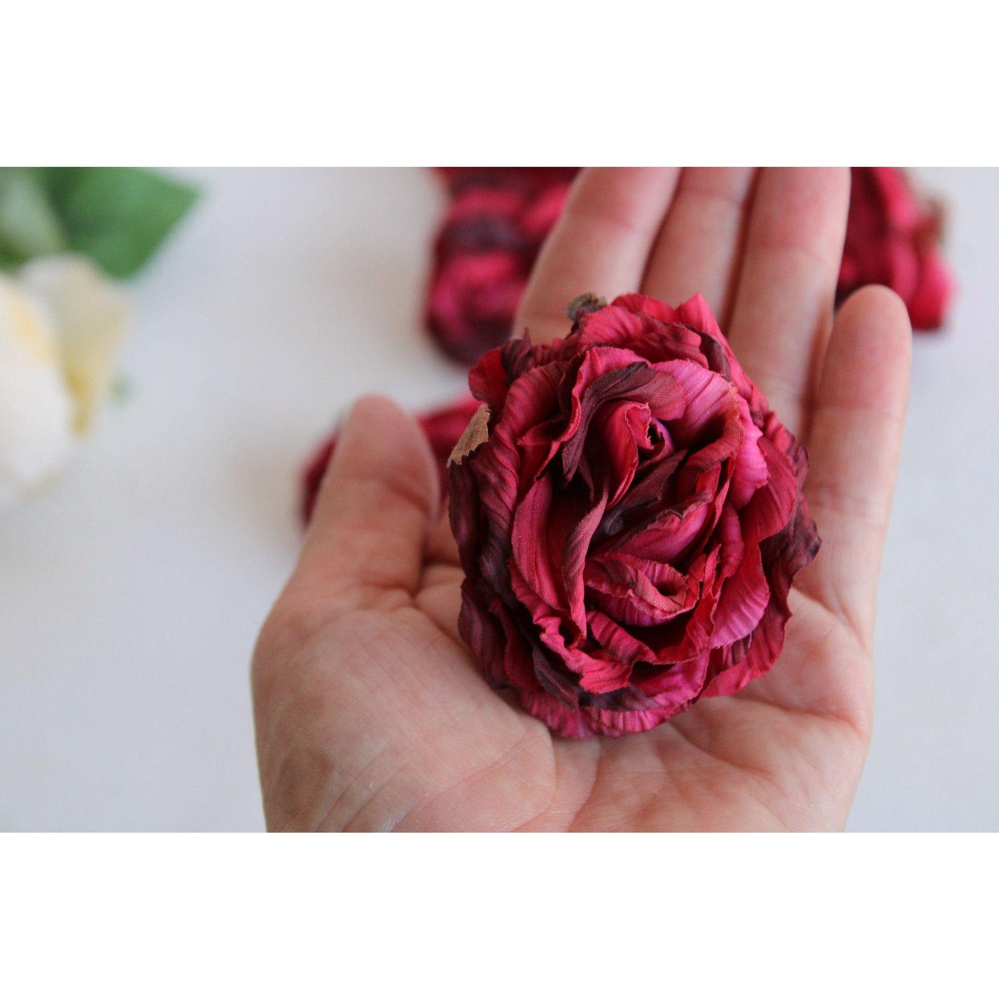 Vintage Silk Rose Flowers, Half Dozen