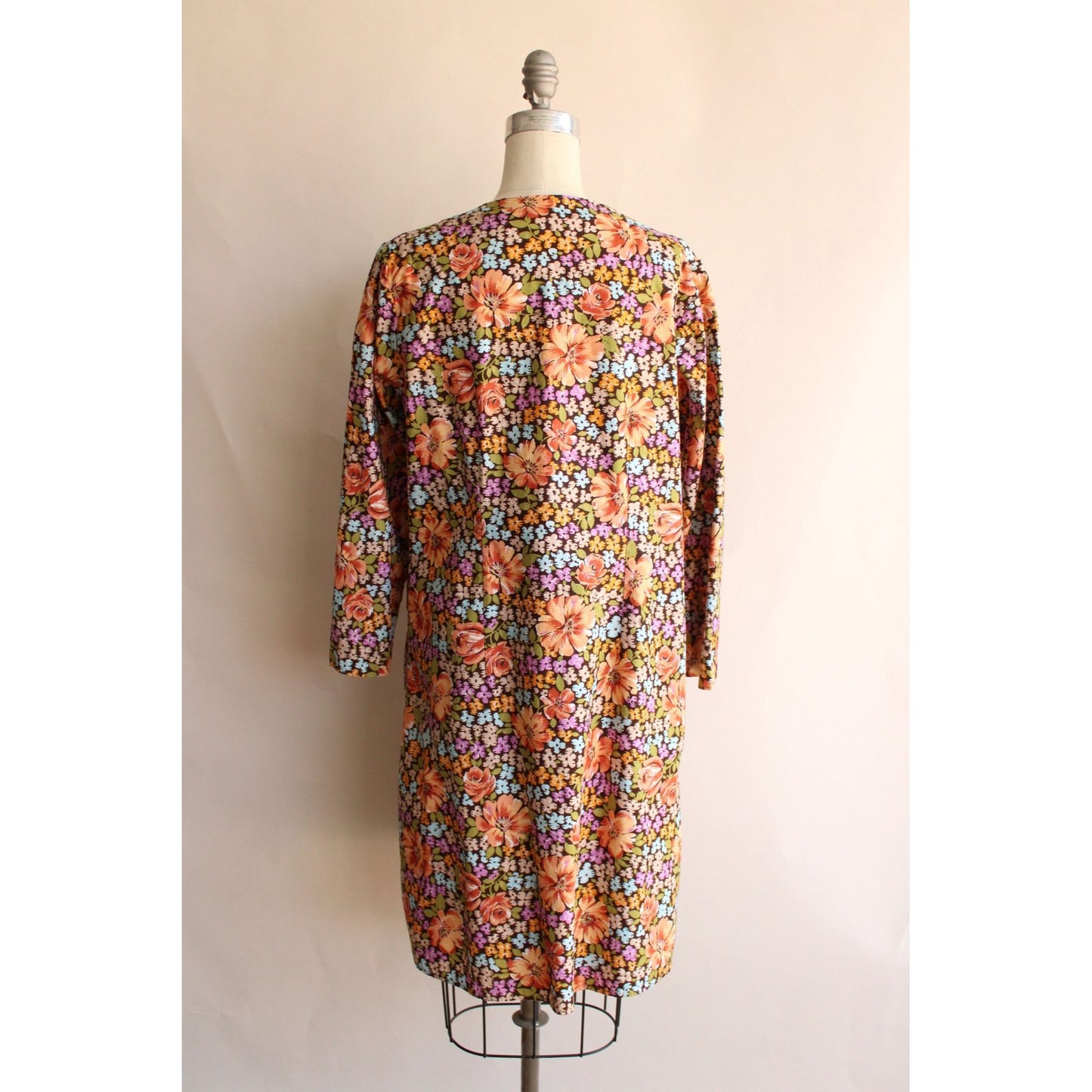 Vintage 1960s Floral Print Housecoat with Pockets