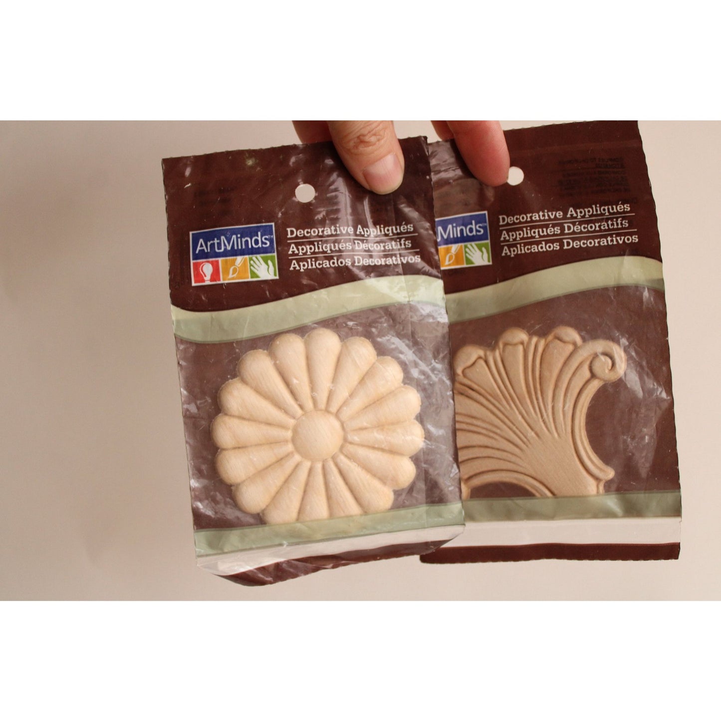 Wooden Craft Appliques, New In Packaging, Wood Rosettes
