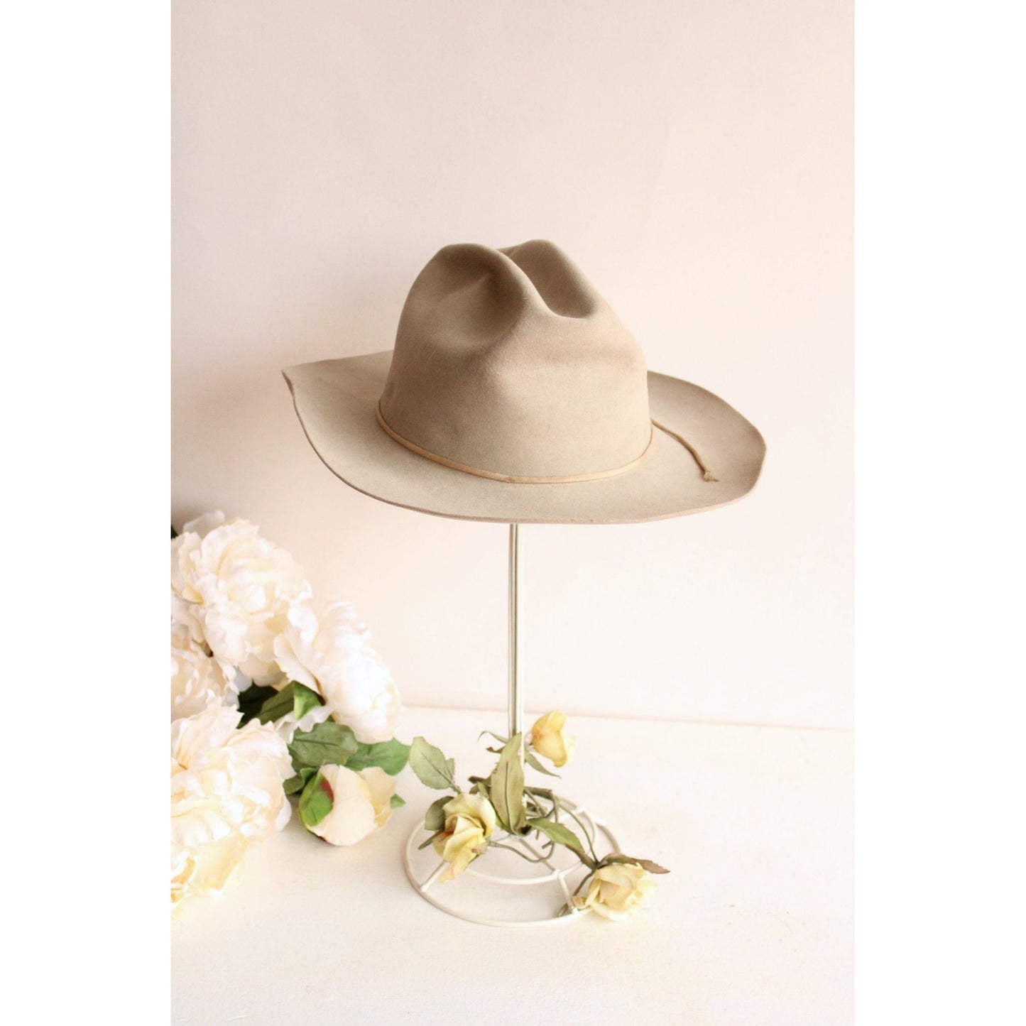 Vintage 1950s Resistol Self Conforming Beige Gray Plains 7 1/4 Cowboy Hat