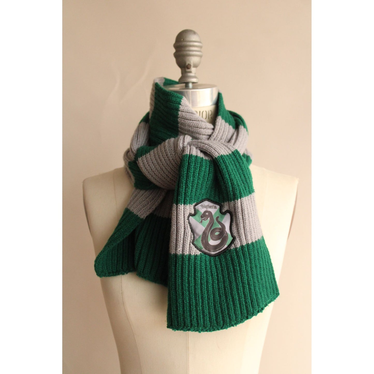 Harry Potter Slytherin Scarf, Unisex, Knit, Green and Gray