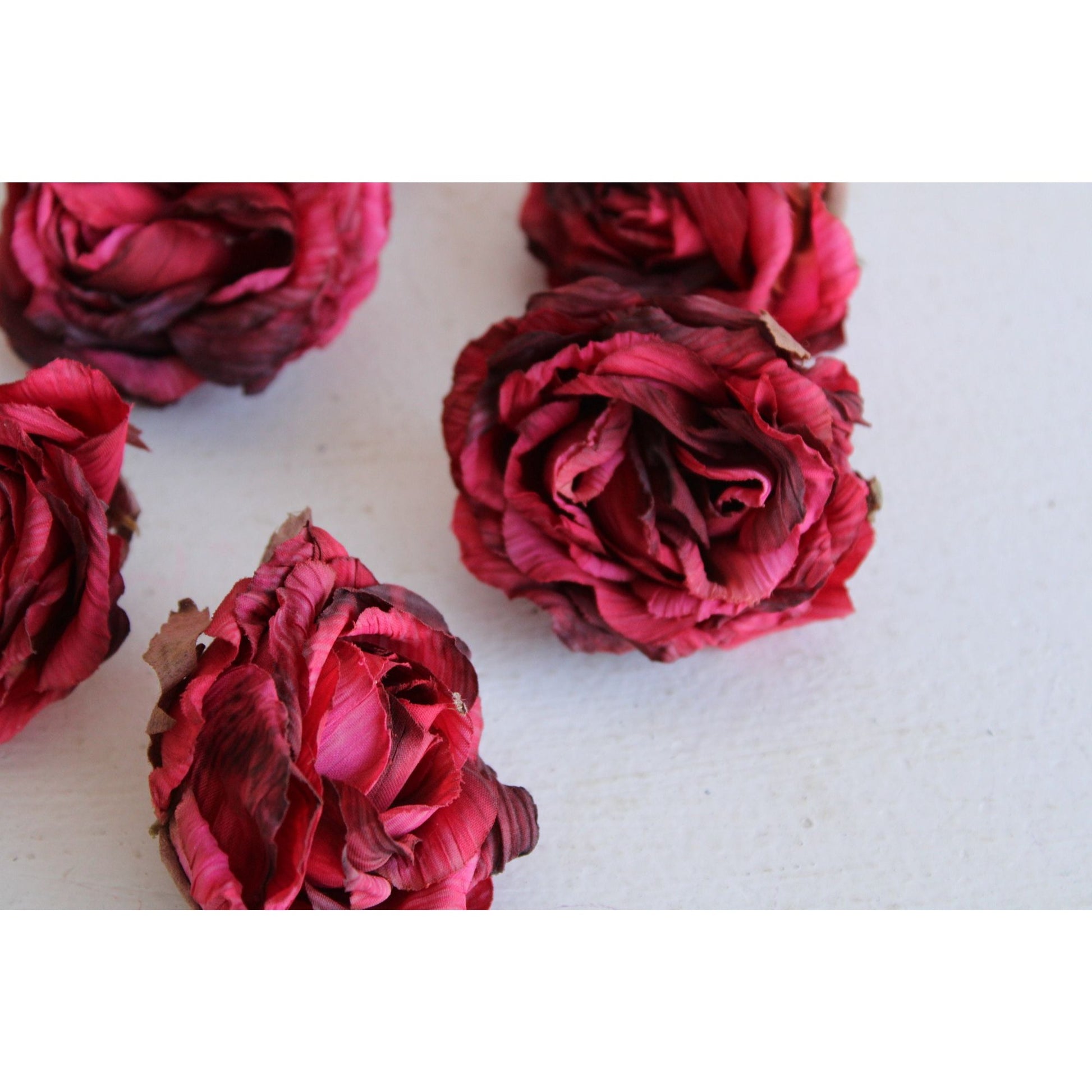 Vintage Silk Rose Flowers, Half Dozen