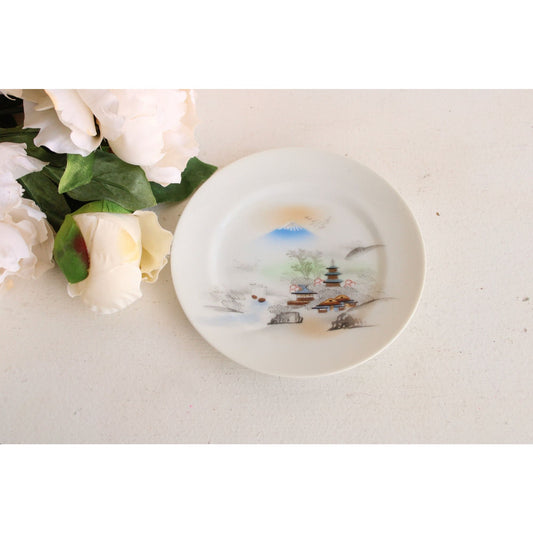 Vintage Hand Painted Small Dessert Plate With A Landscape Pattern