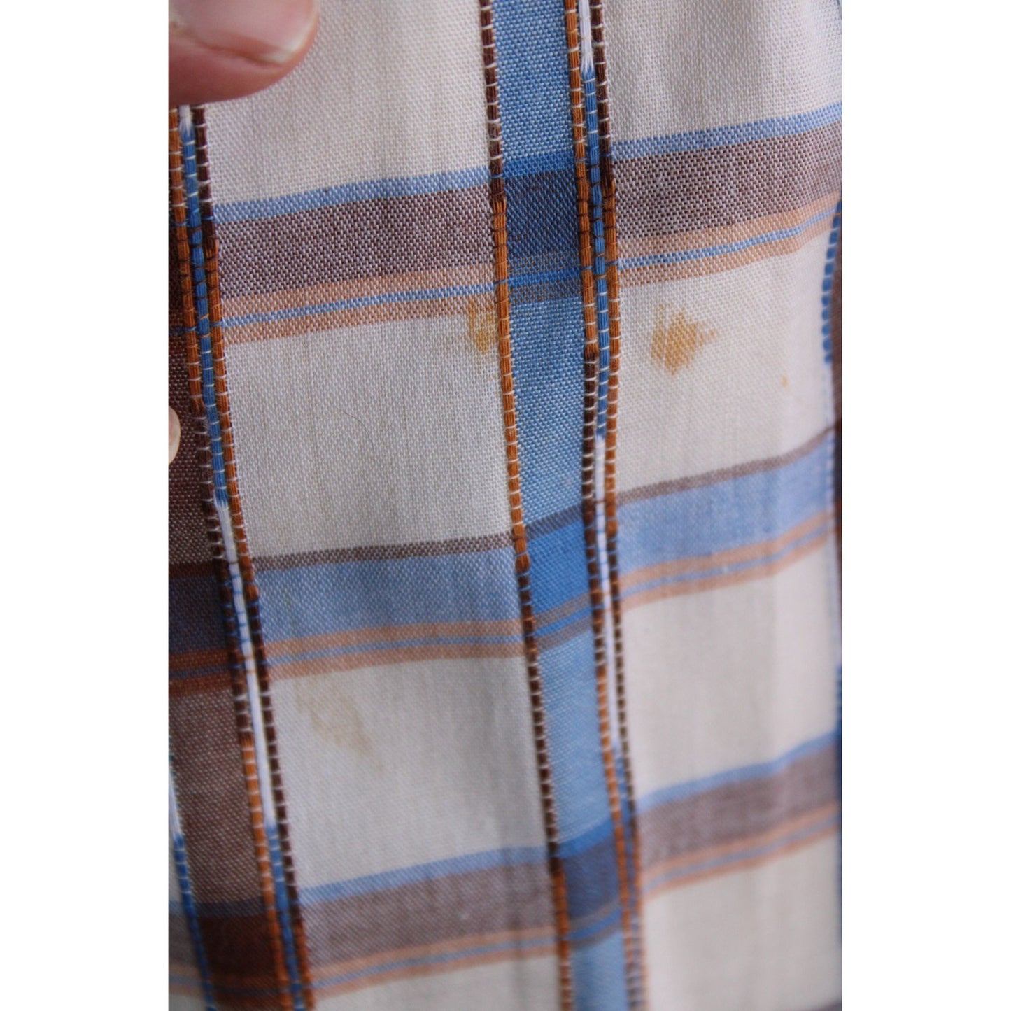 Vintage 1960s 1970s Plaid Blue and Brown Check Full Skirt