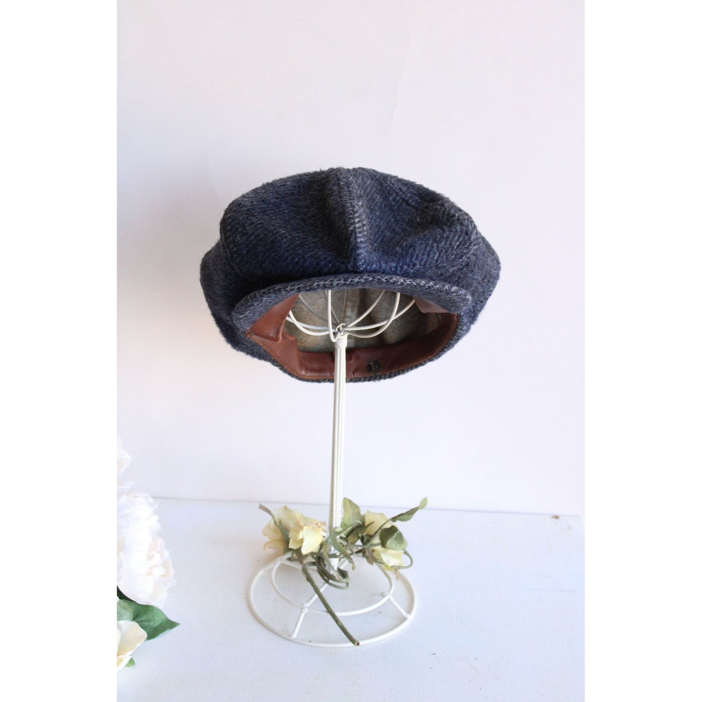 Vintage 1950s Newsboy Gray Wool Tweed Hat