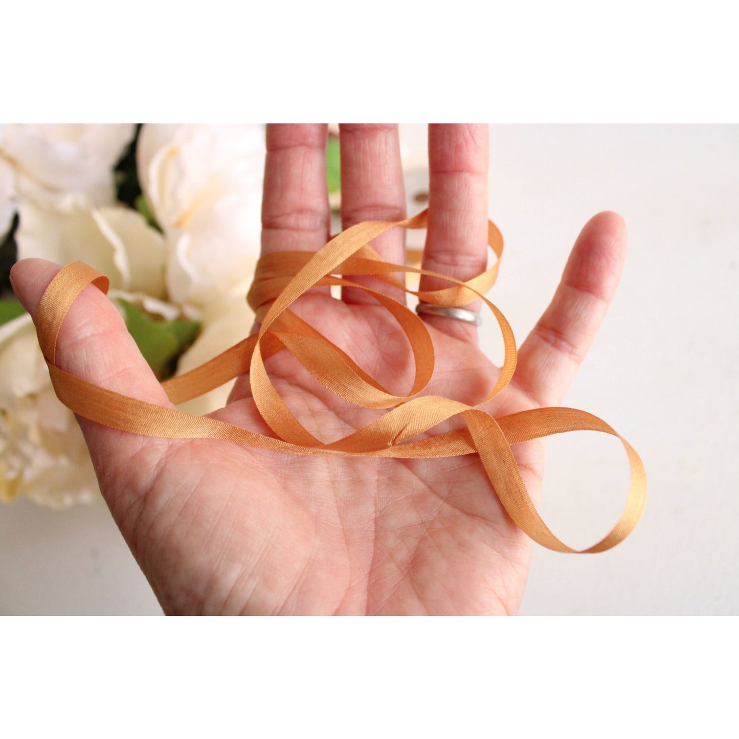 Silk Ribbon Gold 7mm Wide / 1/4", 5 yard