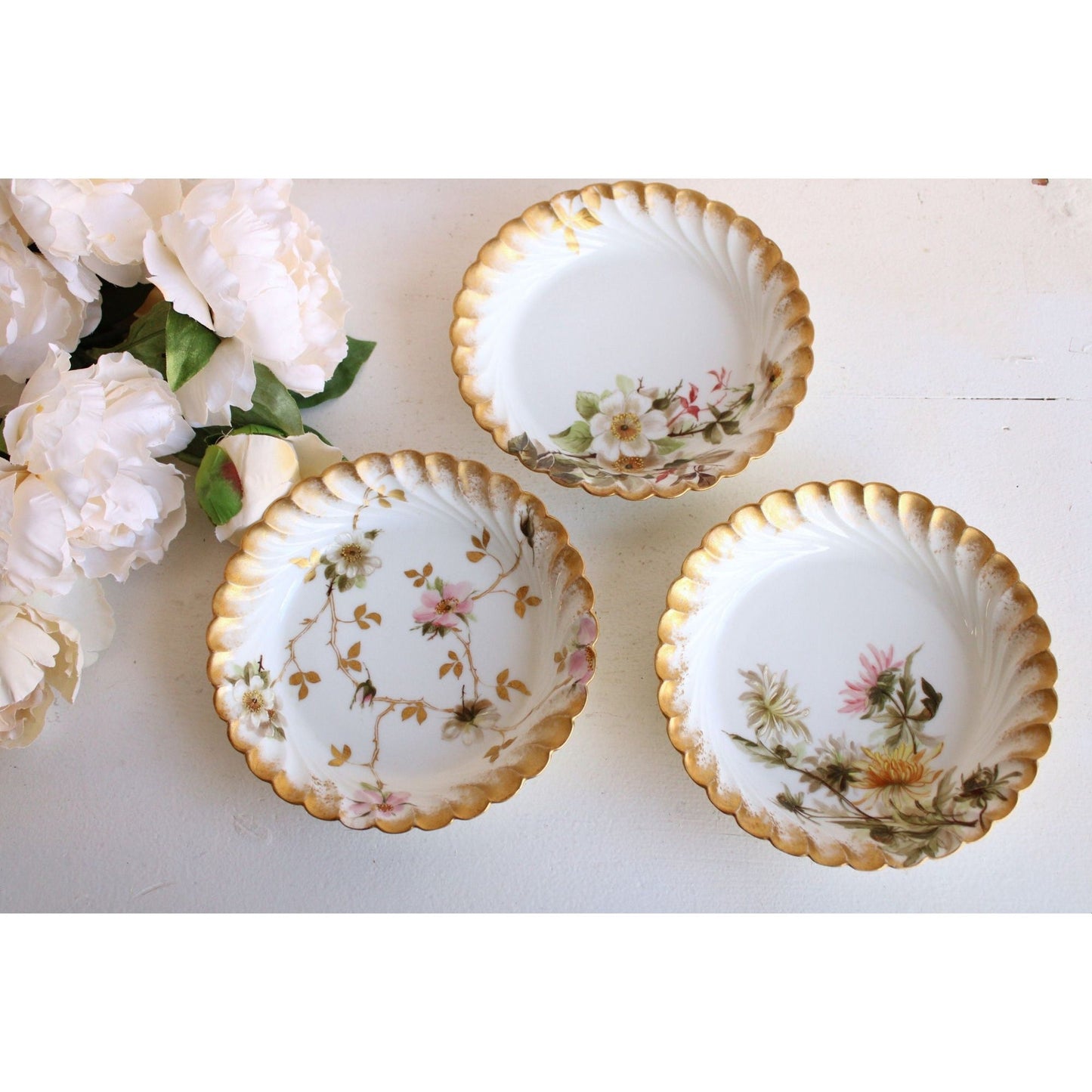 Reserved:  Antique 1887 Haviland Limoges H&Co Depose Floral Pattern Bowls
