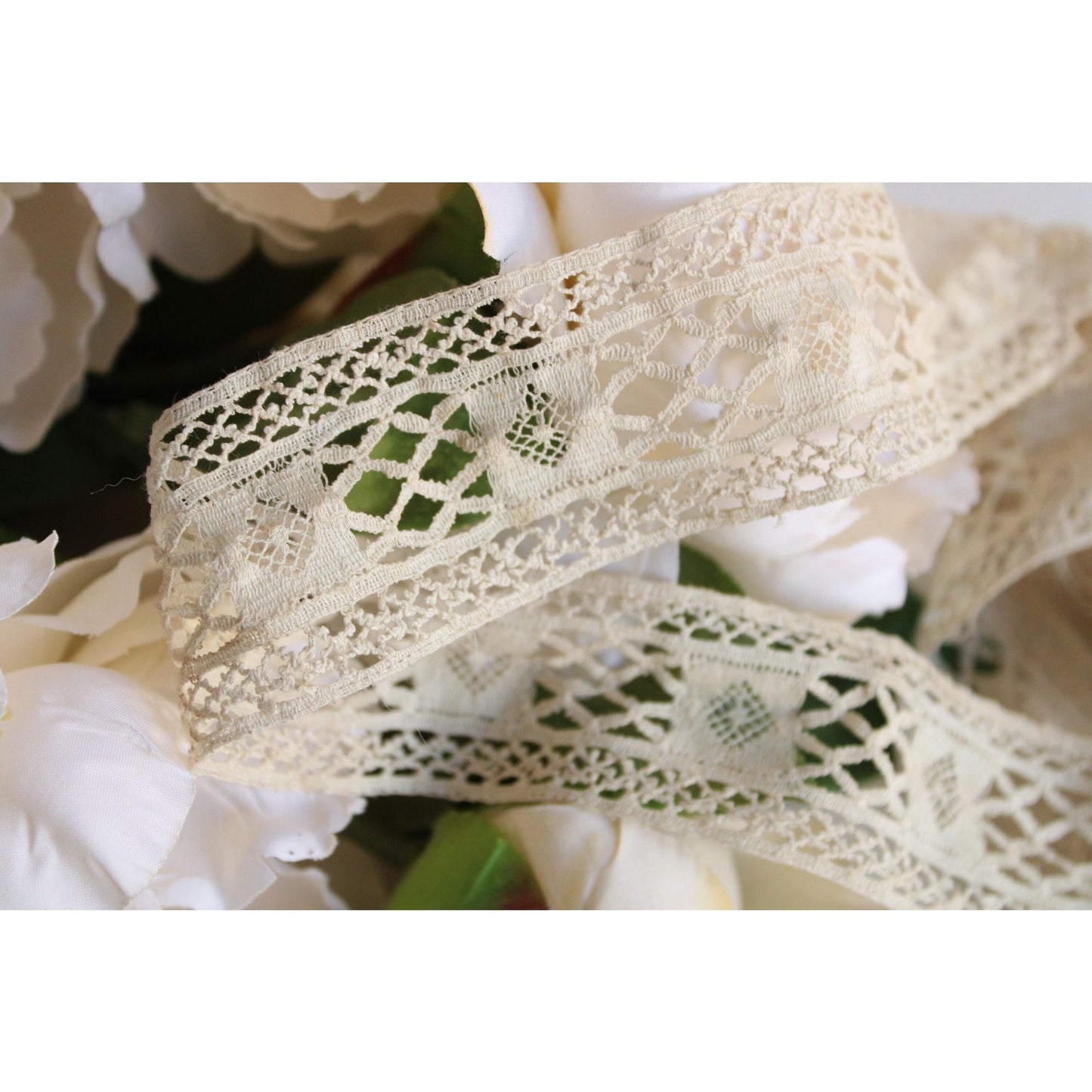 Vintage Antique Victorian Lace Trim ,Ivory Crochet Lace ,41" Long, 1.5" Wide ,Altered Art Sewing Crafting Costume Edwardian
