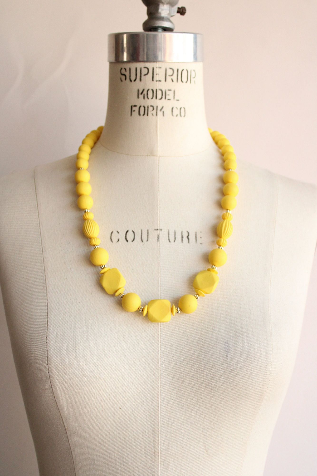Vintage 1960s Necklace of Yellow Beads