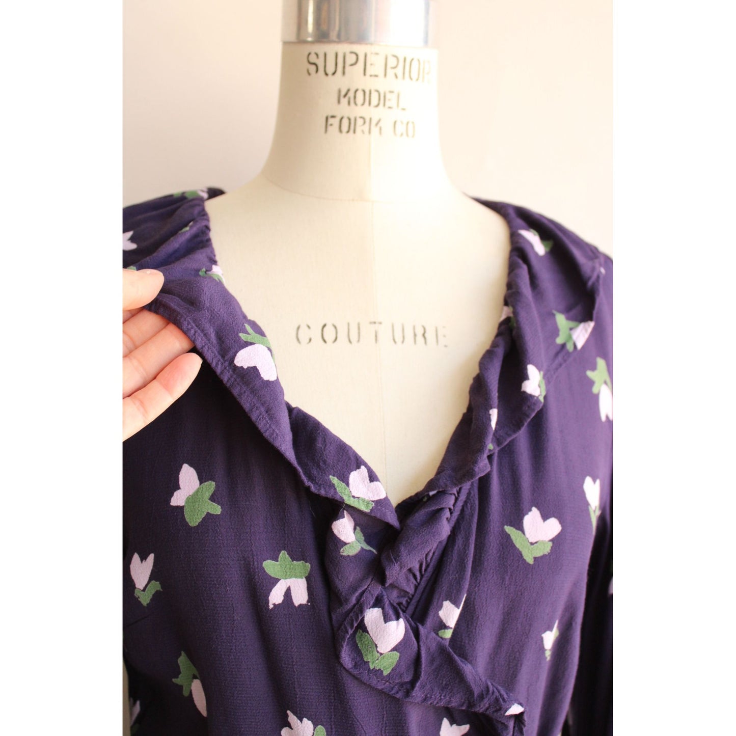 H&M Wrap Dress, Size 4, BLue with White Floral Print