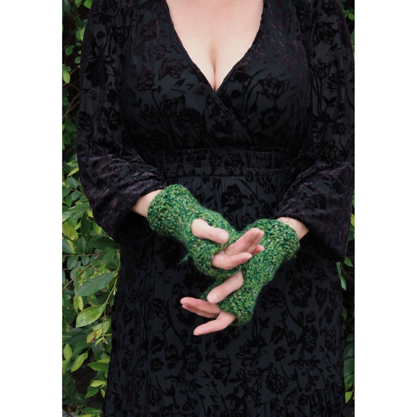 "Emerald Isle" Handknit Fingerless Gloves