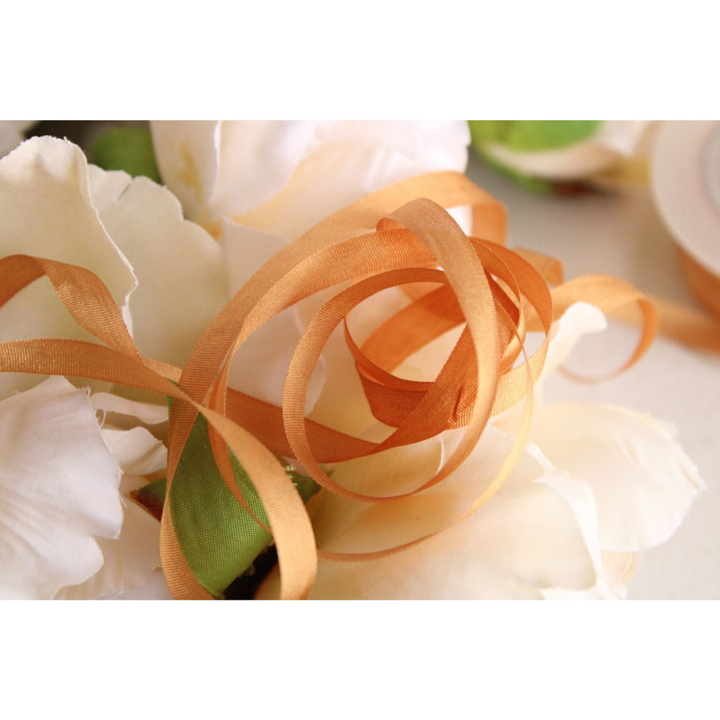 Silk Ribbon Gold 7mm Wide / 1/4", 5 yard