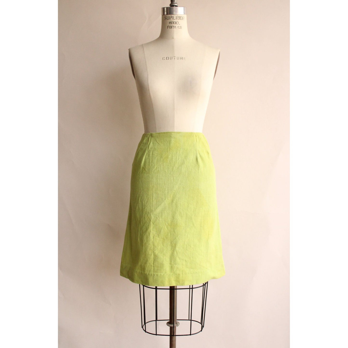 Vintage 1960s Lime Green Linen Two Piece Suit