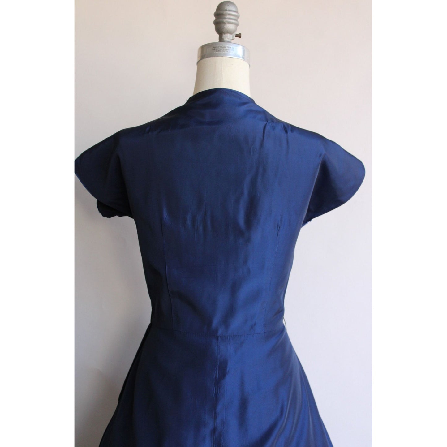 Vintage 1950s Ann Kauffman Navy Blue Taffeta Dress