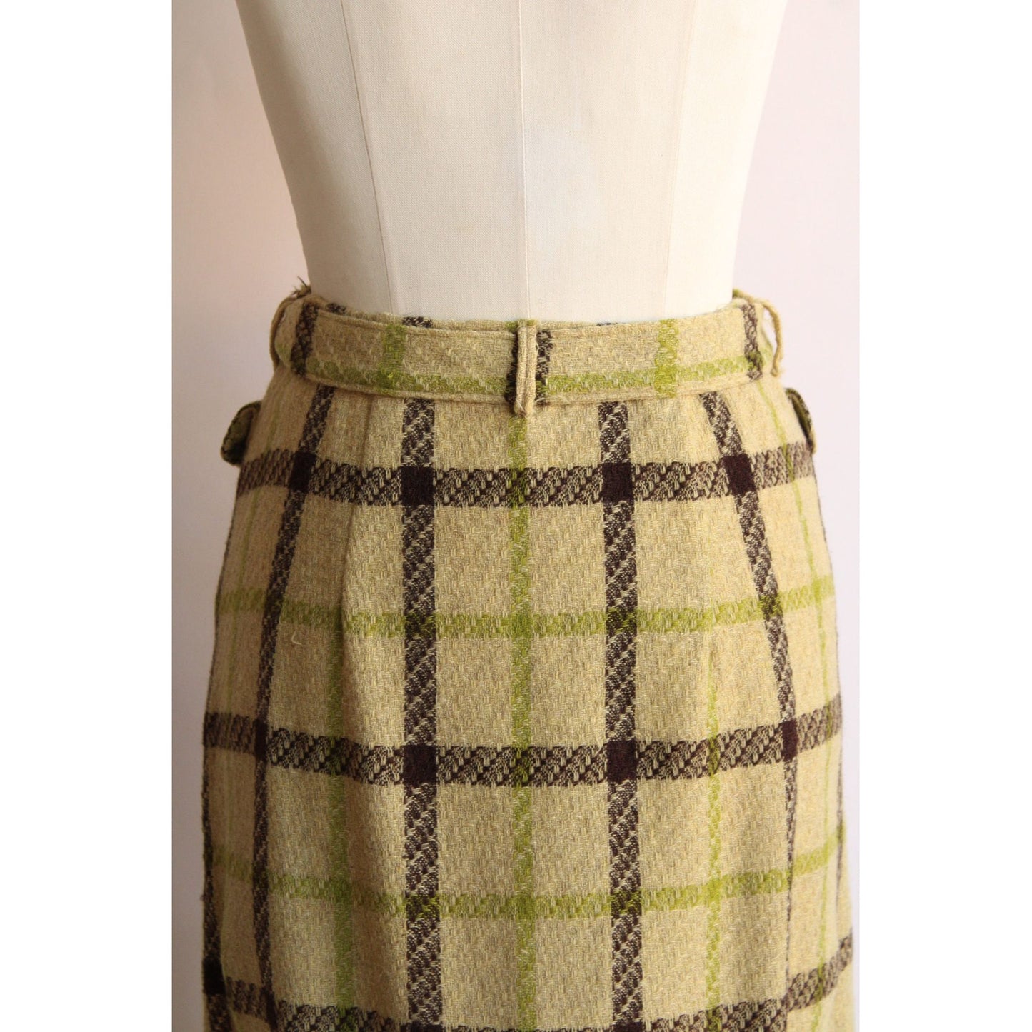 Vintage 1940s Livingston Bros. Plaid Wool Skirt with Pockets