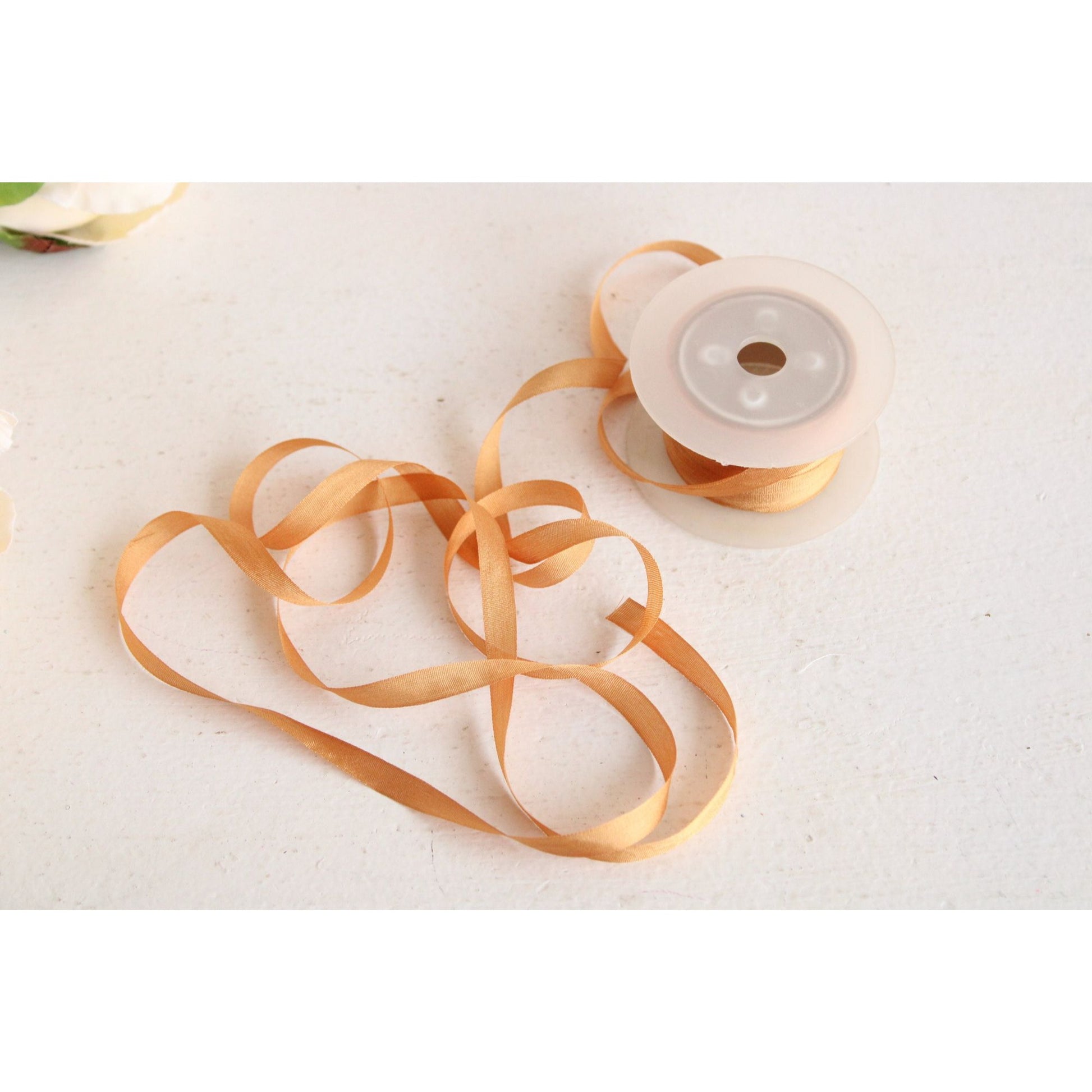 Silk Ribbon Gold 7mm Wide / 1/4", 5 yard