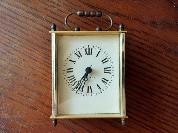 Vintage 1980s Quartz Mantel Clock-Mint Chips Vintage Home Goods-1980s Clock,80s Quartz Clock,Brass Clock,Mantel Clock,Vintage,Vintage Clock