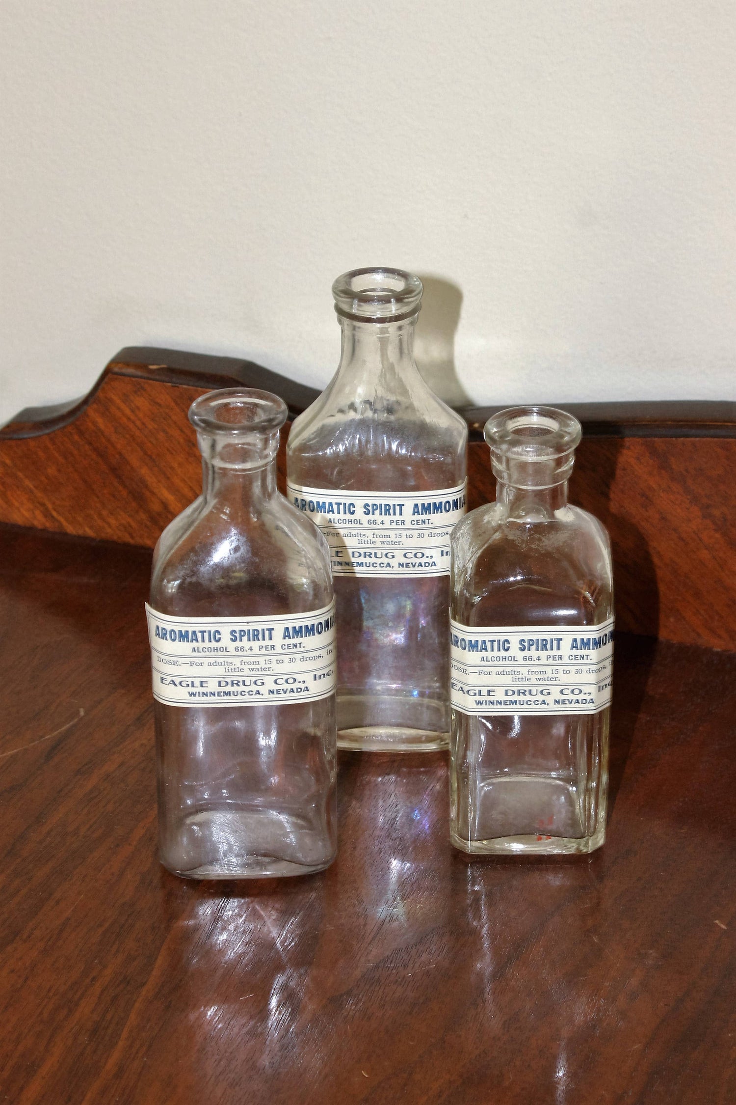 Antique 1800s Spirit Ammonia Glass Bottles