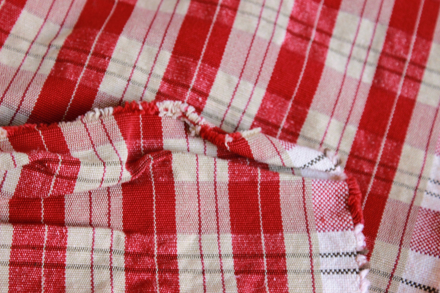 Vintage 1940s Red Tartan Plaid Fabric