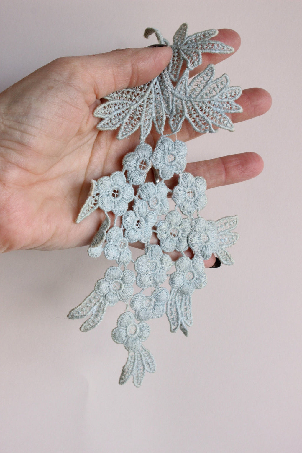 Vintage Blue Appliques, 1 pair Floral Sprays, 8.5" long each. 4.25" width